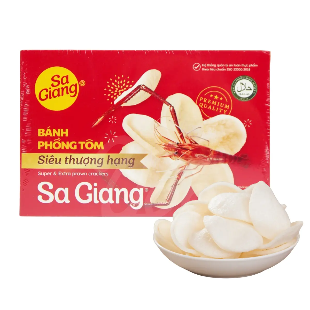 Sa Giang Super Extra Prawn Crackers - 50% Real Shrimp, Ultra-Crispy, Savory, Cholesterol-Free, Quick-Prep Asian Party Snacks with Crunchy Goodness (200g/7.05 oz)