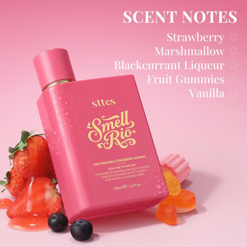 Sttes Perfume 606# (Pressable Strawberry Gummies) – Eau de Parfum 100ml (3.4 fl oz) – Strawberry, Cotton Candy, Fruit Gummies, Vanilla