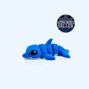 3D Printed Articulated Bottle Nose Dolphin Fidget Toy Blue and White Great Gift Idea Authorized Seller