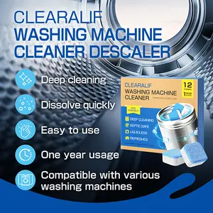 Clearalif Washing Machine Cleaner 12 Pack,1 Year Supply, Clean Inside Drum and Laundry Tub Seal, Washing Machine Cleaner Tablets For HE Front Loader & Top Load Washer