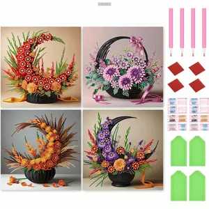 4pcs Partial Drill Special Shaped Rhinestones DIY 5D Diamond Art Painting Kits 30x30cm Diamond Painting Kits Crystal Rhinestone Paintings for Home Wall Decor