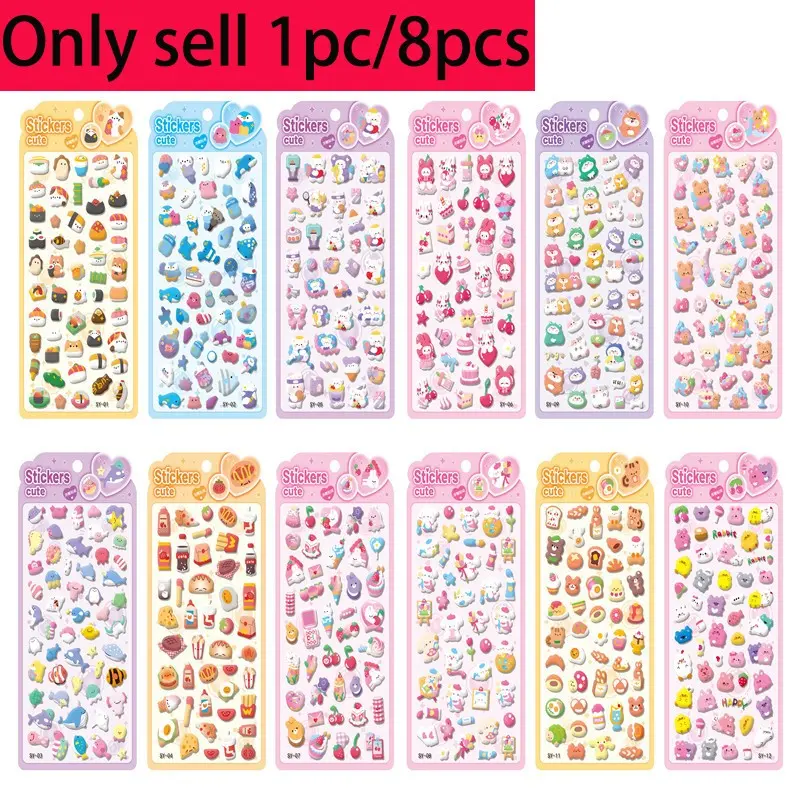 TOOUEE 1 sheet/8 sheets 3D Animal Hollow Embossed Decorative Stickers for Adults Gift - 200+ Pcs Plastic Puffy Raised Bear Bunny Rat Chick Crafts for Scrapbook, Scrapbooking, Journal, Laptop, Water Bottle, Christmas Halloween Birthday Decoration
