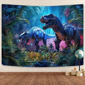2D Flat Banner Polyester Photography Backdrop, Soft Lightweight Foldable HD Digitally Printed Background Cloth, Vibrant Jungle Dinosaur Theme for Studio Shooting, Video Content, Product Photography, Portraits, Party Decor, and Eve