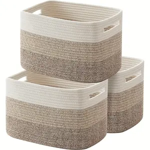 Woven Storage Basket – Large Capacity Square Storage Organizer, 3-Pack, Space-Saving Home Organizer Essentials for Living Room, Balcony, Hallway, Laundry Room, Bedroom