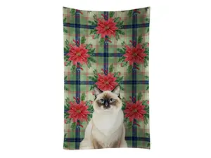 Carolines Treasures FNT1316KTWL 25 x 15 in. Ragdoll Seal Point Cat with Poinsettias Kitchen Towel
