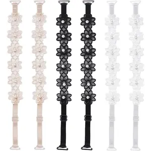 3 Pairs Women's Bra Straps Lace Flower Elastic Adjustable Underwear Strap Replacement Shoulder