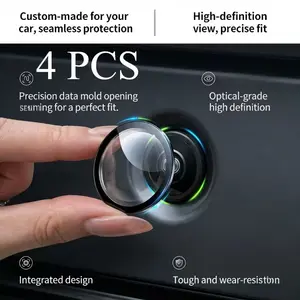 4-Pack High Transparency Scratch-Resistant Car Camera Protection Covers, 360° Full View Lens Guards, Anti-Shock HD Camera Shields