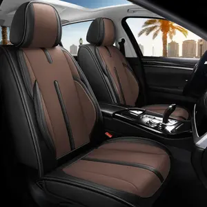 OTOEZ Universal Luxury Nappa Leather Car Seat Covers Full Set 5 Seats 360° Coverage Easy Installation Airbag Compatible