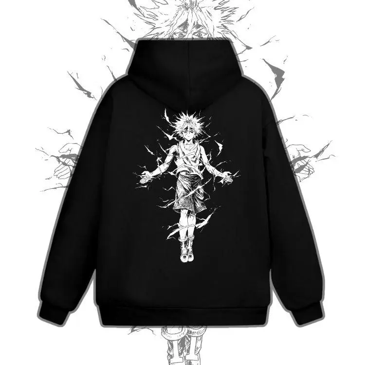 Rare "Killua Zoldyck Hunter x Hunter" Oversized Unisex Hoodie, Sweatshirt, T-Shirt - Pre-washed Heavyweight Cotton, Perfect Gift for Anime Fans