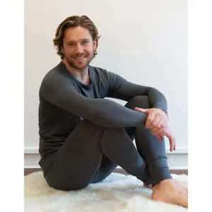Men's Neutral Solid Color Thermal Pajamas