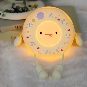 Cute Donut Shaped Night Light, Portable Rechargeable Dimmable Bedside Table Lamp, Decorative Light for Home Bedroom Living Room