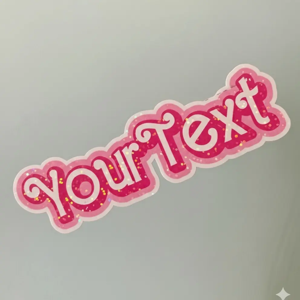Custom Name Bar Sticker – Pinky Y2KMillennial holographic design! Personalized decal for laptops, water bottles & cute gifts for Gen Z