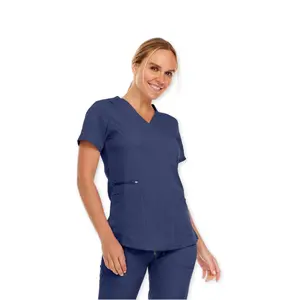 Women's Medichic Stretch Cargo Scrubs Set - Petite Size Lady's Workwear Uniform with Stylish Pants, Functional Accessory, and Fashionable Top