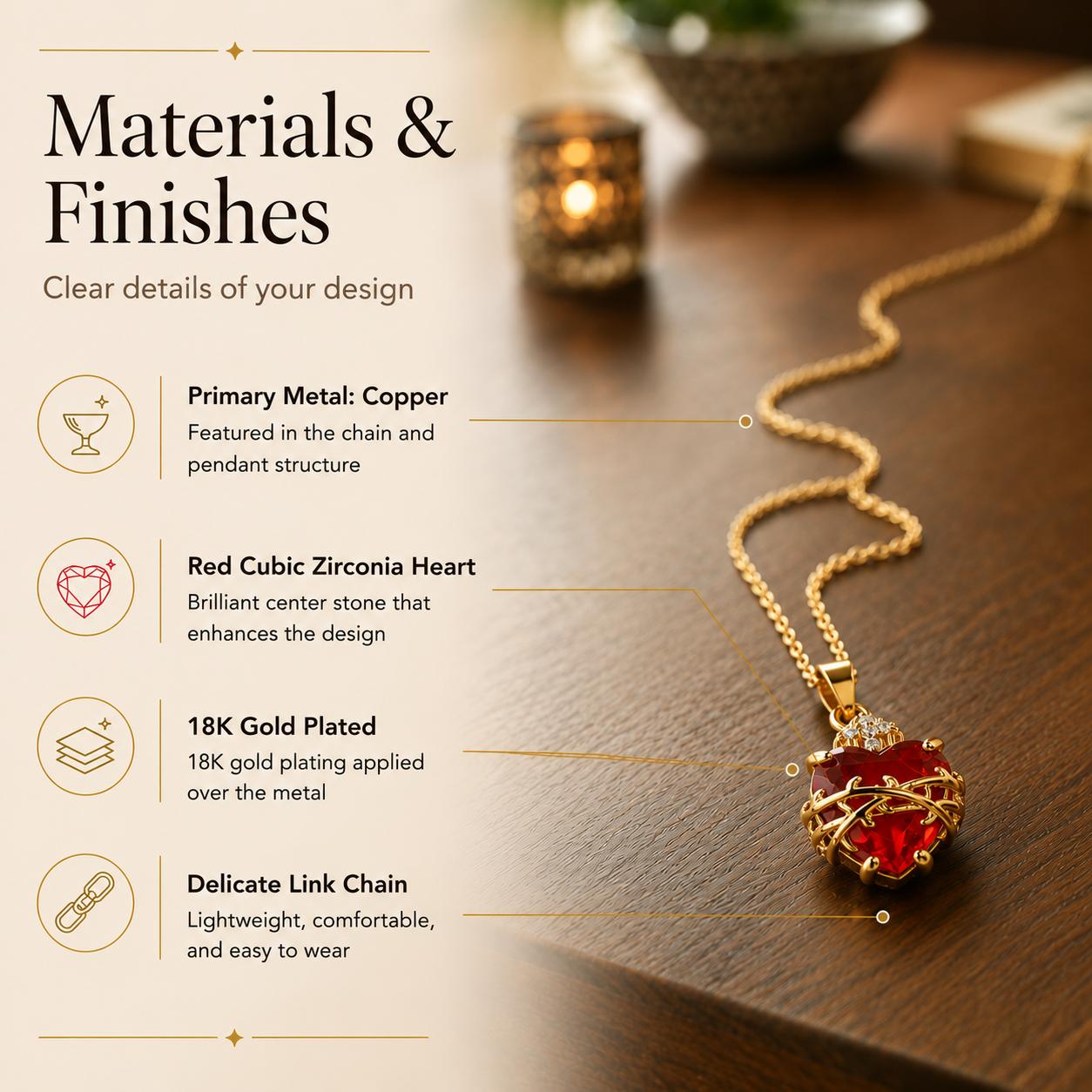 18K Gold Plated Red Cubic Zirconia Sacred Heart of Jesus Necklace For Women Chritian Cross Pendant Necklace Women Jewelry Love Heart Necklace Charm Necklace Heart Design Necklace