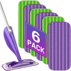 6 Pack Reusable Mop Pads - Wet Pads Refill Washable Microfiber Mop Pads Wet Dry Mopping Cloths Replacements for Swiffer Wetjet 12" Mop All Purpose Floor Cleaning - Home Improvement.