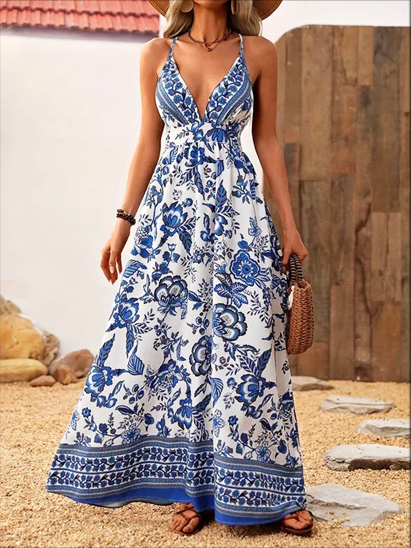 blue floral halter dress - TikTok Shop blue floral halter dress - TikTok Shop