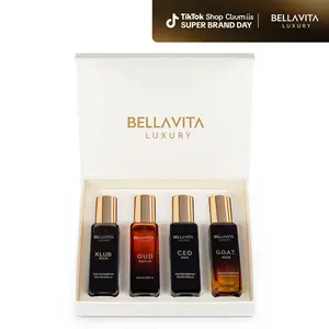 BellaVita Luxury's Perfume Gift Set for Men | 4 Luxury Minis | Long Lasting | G.O.A.T. , Oud, CEO Man, Klub Man | Eau De Parfum | Portable Perfume Kit | Perfect Father's Day Gift | Super Brand Day Exclusive