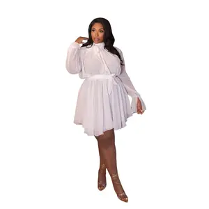Sexy Sasha White Chiffon Wrap Dress for Curve and Plus Size