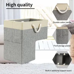 Creative Staircase Storage Basket Portable Two-Tone Cotton Rope Handle Organizer with Liner for Shelf and Home Storage