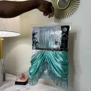 Bisouard Window Curtains - Aqua Green with Fringe Trim - Product of Unknown Brand and Model - As Shown in Image