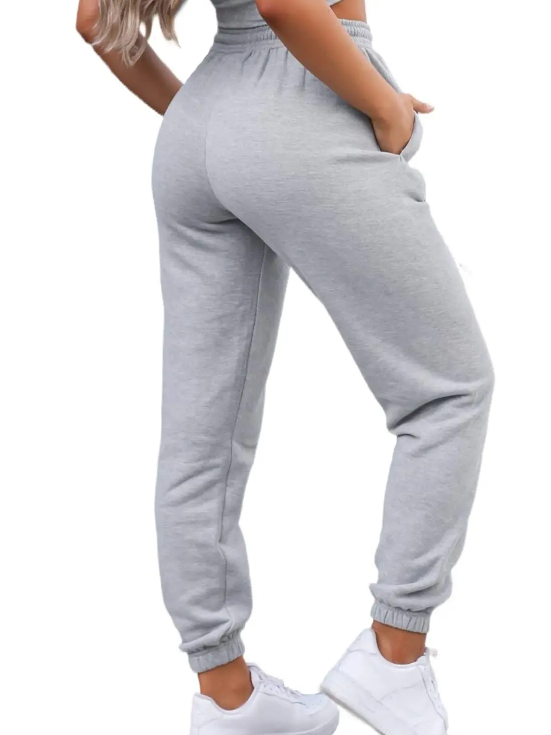Women's High Waist Baggy Cotton Jogger Trousers - Street Fashion, Casual Streetwear, Sports Casual, Training Pants with Pockets, Street Fashion Jogger, Casual Streetwear Joggers