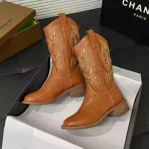 Women's Large Size Embroidered Western Cowboy Boots – 2025 New Style Travel & Desert Riding Boots