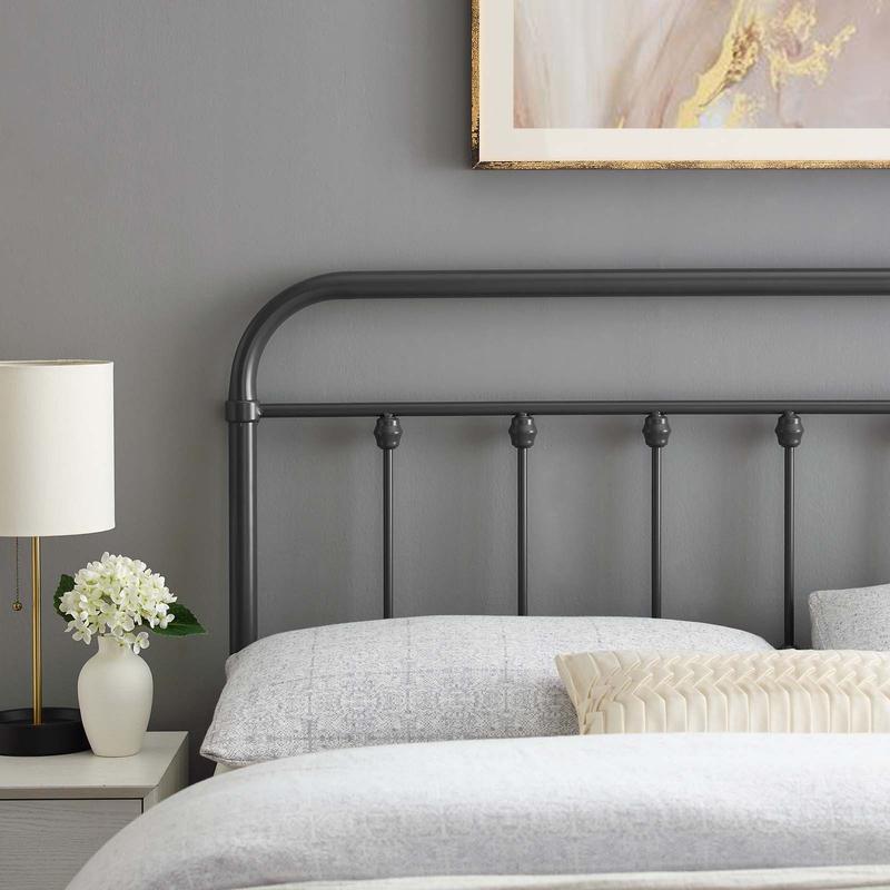 Modway Sage Queen Metal Headboard in Gray