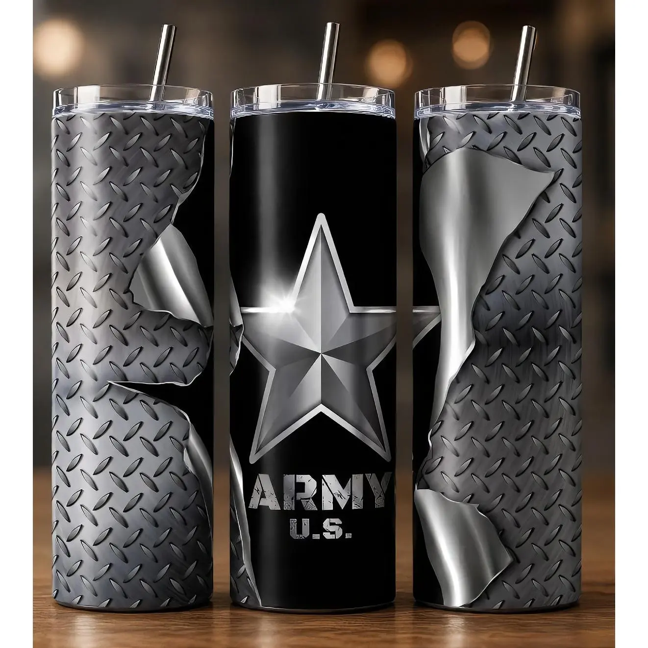 US Army 20oz Tumbler - Durable Design with Star Emblem and Text, Ideal for Everyday Use