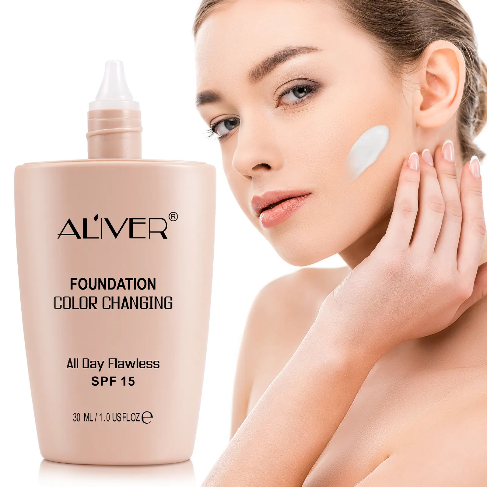 ALIVER Liquid Foundation (1 Pc) - Cosmetic, ColorStay, SPF 15, Medium-Full Coverage Matte Finish, Lightweight, Hydrating, Waterproof, Flawless Face Makeup for All Skin Types, Summer Use