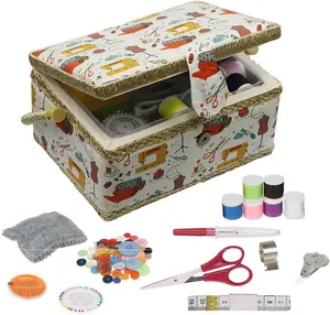 Sewing Basket - Sewing Basket Organizer with Handle & Insert Tray and Sewing Kit Accessories - Measures 9 3/4" x 7" x 5"H