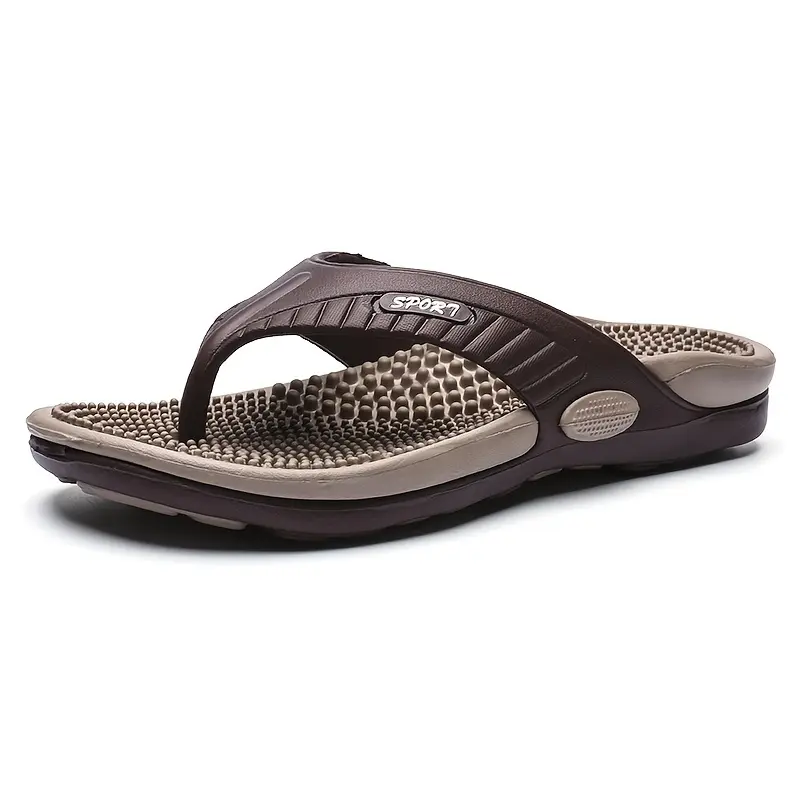 Mens Reflexology Massage Flip Flops - Invigorating Acupressure, High-Density Shock-Absorbing Soles, Ultra-Lightweight, Non-Slip - Perfect for Indoor, Outdoor, Beach, & Summer - Stylish Thong Sandals