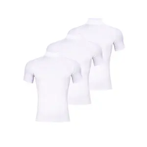 3 Pack Men's Mock Turtleneck Compression Shirts Short Sleeve, Quick Dry Tights Base Layer Undershirt, Moisture Wicking Athletic Fitted Workout T Shirt, Muscle Gym Tops for Running Cycling Hiking