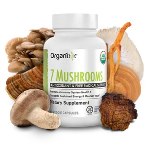 Organixx USDA Organic Mushroom Supplement, 7 Fermented Mushrooms – Lions Mane, Shiitake, Cordyceps, Turkey Tail, Reishi – for Immune & Digestion Support, 60 Vegetarian Capsules, Liver, Natural