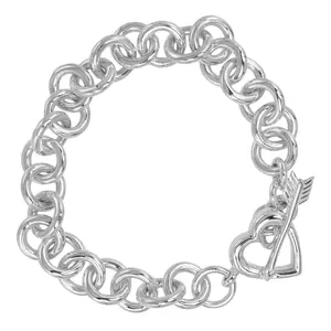 Pre-owned Tiffany & Co. Sterling Silver 925 (Ag925) Small Leather Goods Tiffany Heart & Arrow Silver 925 Bracelet