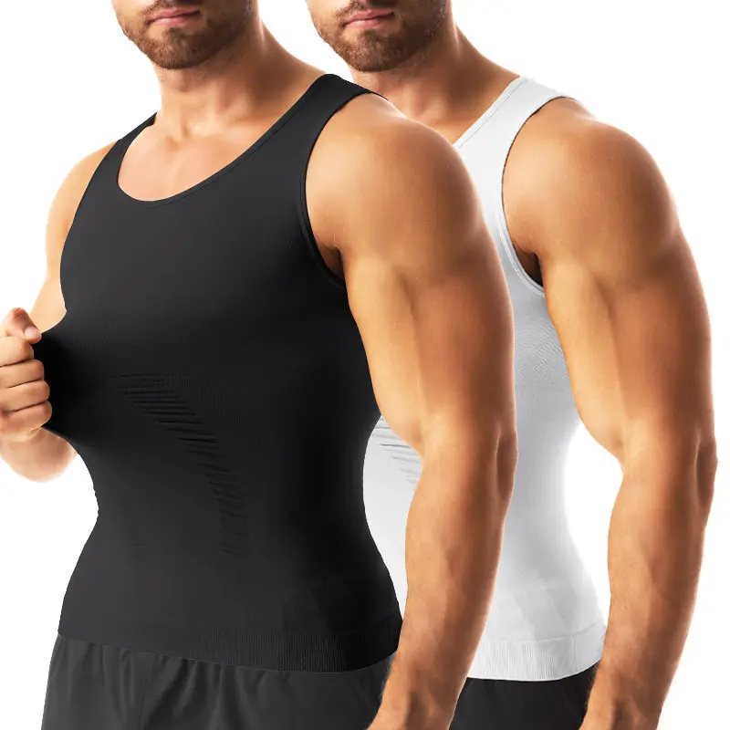 cattibor Men's Sleeveless Compression Tank Top, Solid Tight Sports Vest with Tummy Control for Workout & Gym (1-4 Pack), Activewear Sleeveless