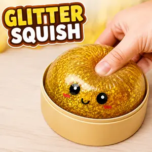 GLITTER SQUISH Squishy Stress Relief Toy for Kids and Adults, Glitter Filled Sensory Fidget Toy, Soft Squeeze Anxiety Relief Ball, Stretchy Calming Toy, Cute Desk Toy, Party Favor, Birthday Gift, Classroom Prize