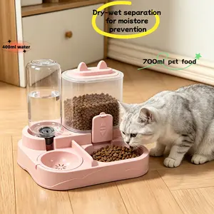 2-in-1 Large Capacity Cat Feeder & Water Fountain Wet-Dry Separation Perfect for Indoor Pets to Stay Hydrated & Eat Healthily Cat Food & Water Dispenser Durable BPA-Free Plastic Construction Cat & Dog Bowls Cat & Dog Bowls cat stuff for indoor outdoorfun