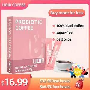 【$16.99】UOIB Probiotic Coffee - 1 Box (7 Packs) - 10 Billion CFU Live Probiotics - Supports Digestive Health for Men & Women - Rich Flavor, Instant, Conveniently Packaged