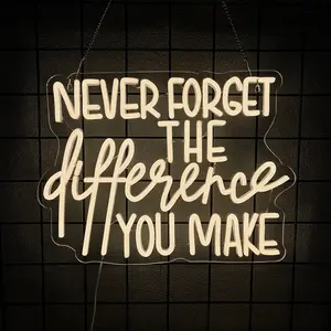 Never Forget Your Unique Contribution Neon Signs Cool LED Letter Lights Warm White Neon Lights for Bedrooms, Study Rooms, Bars, Shops, and Private Spaces