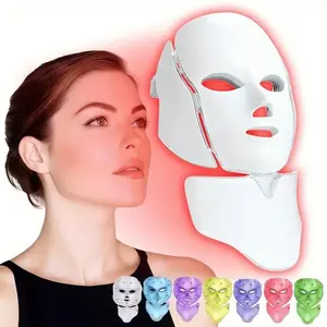7-color cordless facial care device, adjustable LED skincare and beauty device, equipped with neck care and a US standard plug