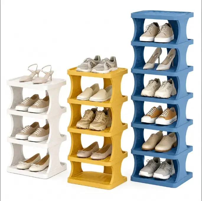 Vertical Narrow Tall Shoe Organizer - Sturdy Stackable Shoe Rack for Front Door Entrance, Closet Corner Storage Shelf Cubby, Shoe Organizers
