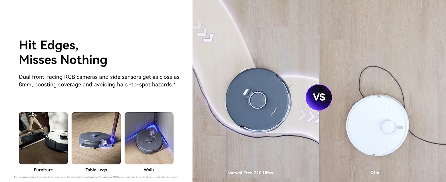 NARWAL Freo Z10 Ultra Robot Vacuum and Mop Combo, Dual RGB Cameras and Chips, AI Avoidance, 8N Corner to Edge Deep Cleaning, Dry-Wet Separation, 18000Pa, Hot Water Wash & Self-Emptying, Gray