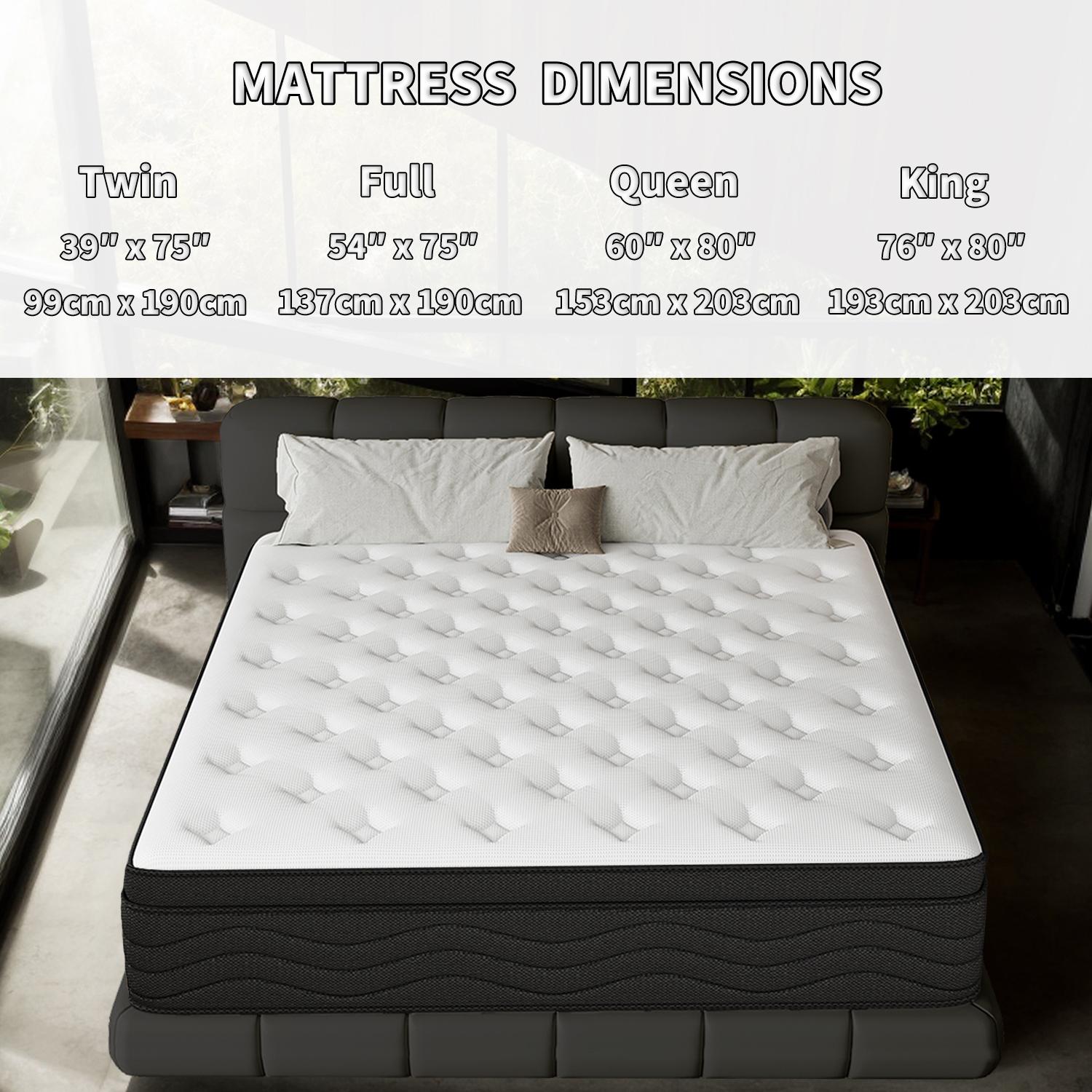 【LODEIJA】8/10/12/14 Inch Twin,Full,Queen,King Mattress Memory Foam And Spring,Hybrid Mattress Medium Firmness,Lumbar Support