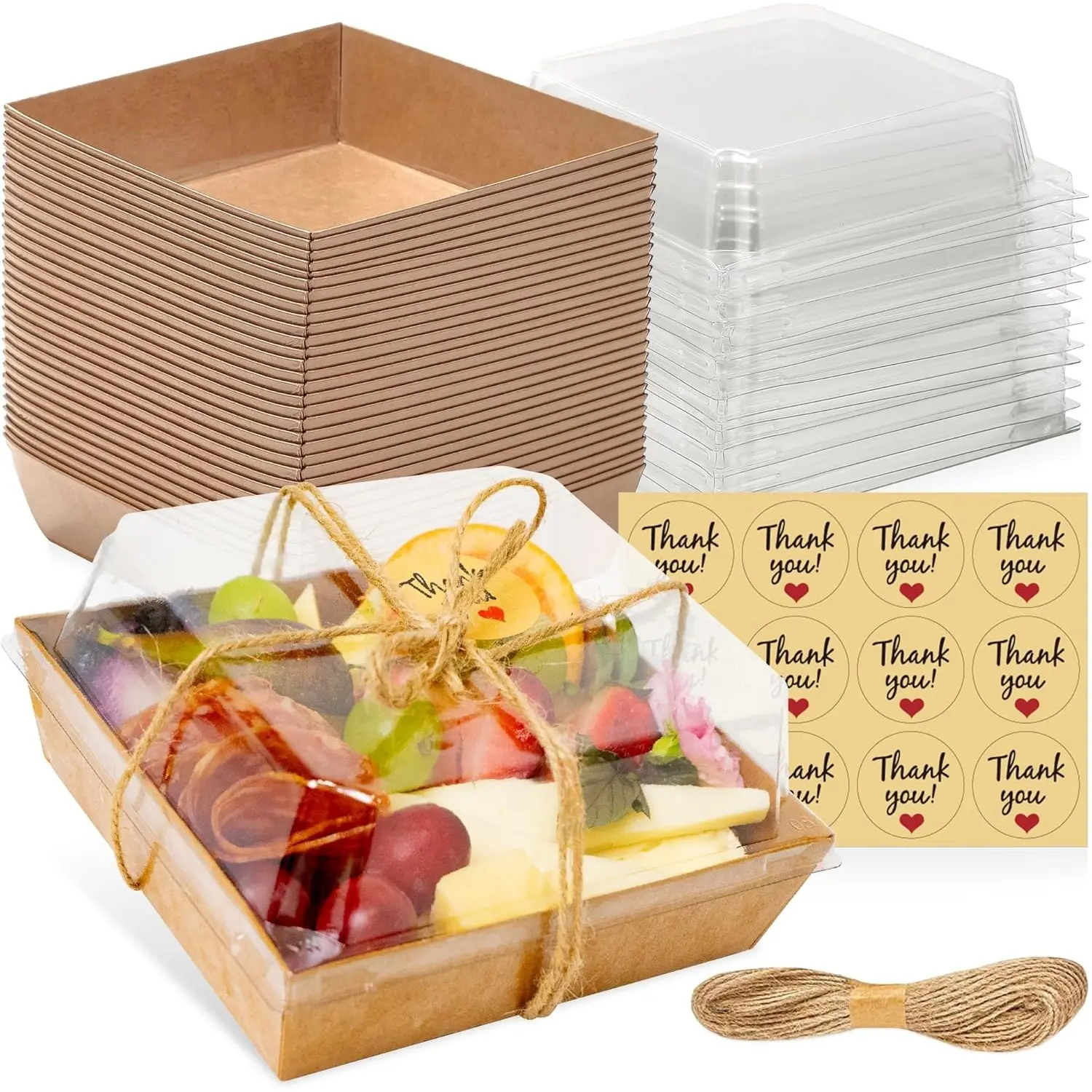 50Pcs Small Charcuterie Boxes with Clear Lids - Paper Mini Charcuterie Boxes To Go, Disposable Food Container with Lid, Dessert Boxes for Sandwich, Cookie, Sushi, Cake Slice, and Strawberries (5inch) - Tools & Hardware.