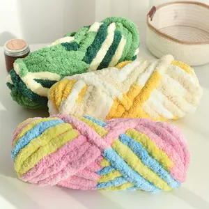 250g New Colorful Gradient Chenille Yarn - Ultra Thick Soft Washable Yarn for Crochet & Knitting, Ideal for DIY Crafts, Handmade Crafts, Blankets, Scarves & Home Decor