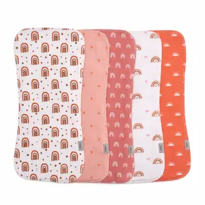 5 Pack Four-Layer Muslin Baby Burp & Feeding Cloths – Soft Absorbent Bibs & Towels for Boys & Girls, Breathable Newborn Nursing Cloths for Spit-Up & Drooling