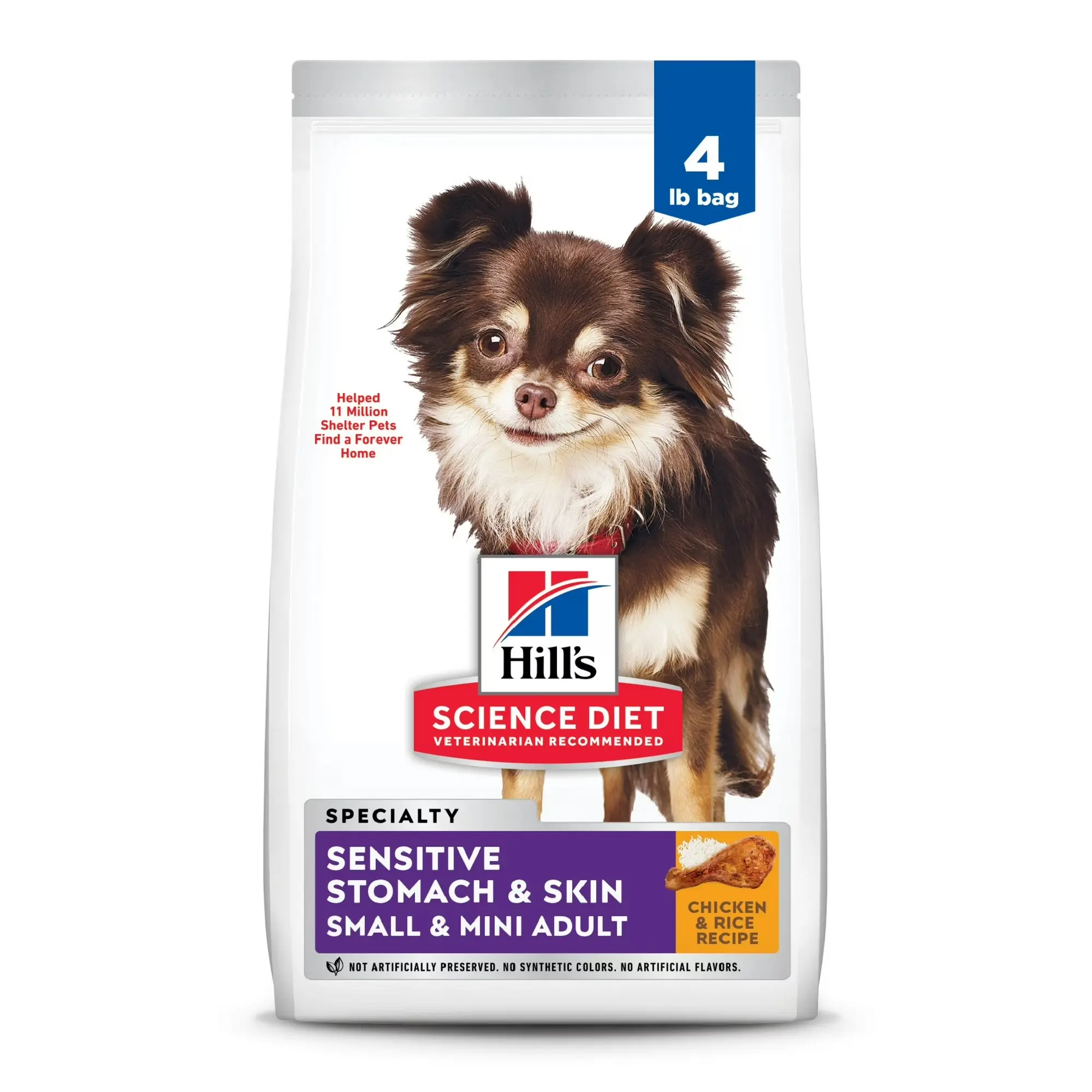 Hill's Science Diet Adult Small & Mini Breed Dry Dog Food, Sensitive Stomach & Skin, Chicken Recipe, 4-lb Bag