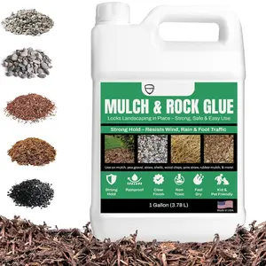 Mulch Glue and Rock Glue for Landscaping - 1 Gallon  and  Friendly Gardening Adhesive, Heat Resistant, Max Hold  Mulch, Rock, Pea Gravel, Shells, Straw, Stone, Hay and