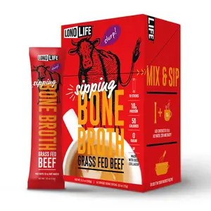 LonoLife Beef Bone Broth Powder Mix  Grass-Fed, 10g Protein  Collagen-Rich, Keto & Paleo Friendly  Natural Ingredients  10 Portable Stick Pack Servings