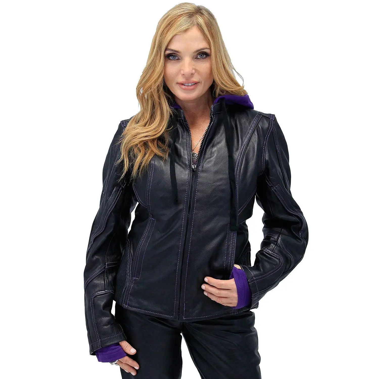 Ultra Premium Purple Stitch Jacket w/Removable Hoodie #L695317HVP (S-M)